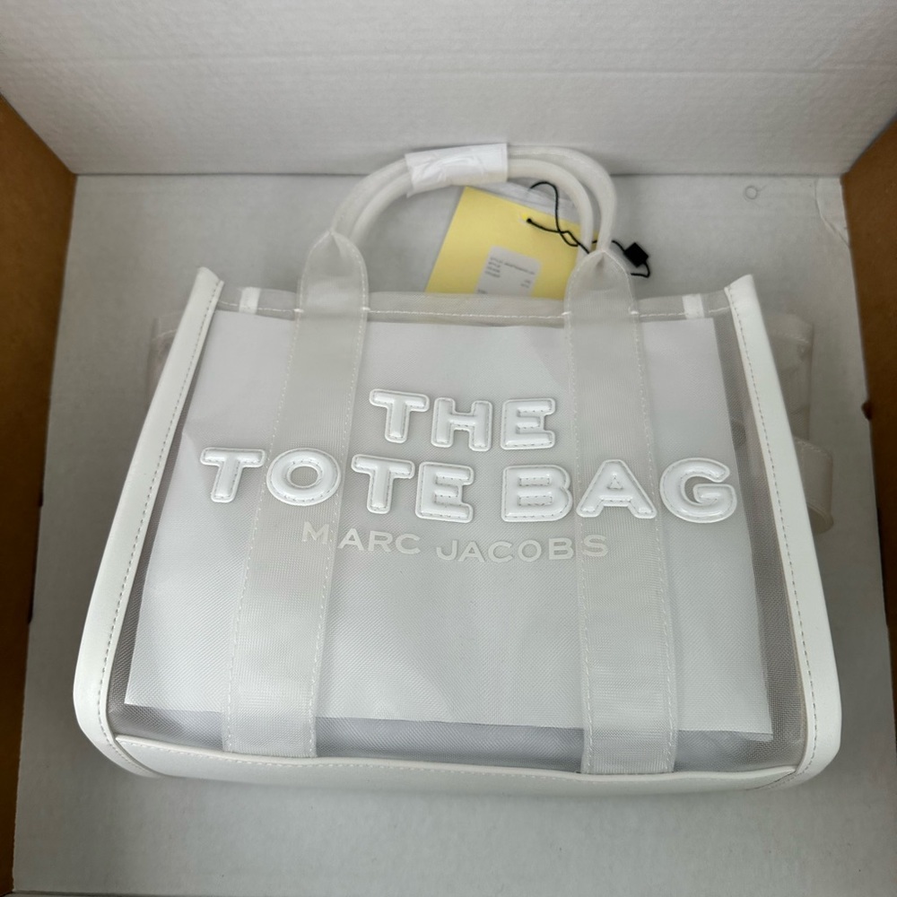 Marc Jacobs The Mesh Small Tote Bag - White/Nickel